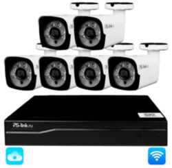 Комплект видеонаблюдения WIFI 3Мп  KIT-W306TB беспроводной, 6 камер для улицы, удаленный доступ