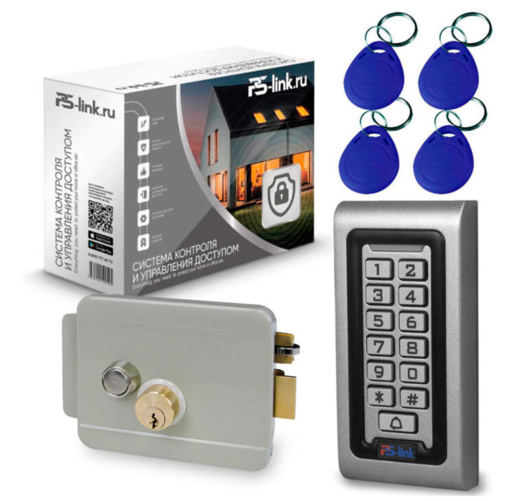 Система СКУД KIT-S601EM-WP-G на 1 дверь, кодовая панель со считывателем RFID 125кГц EM-Marine, замок серый НЗ