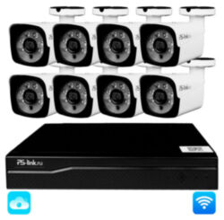 Комплект видеонаблюдения WIFI 3Мп  KIT-W308TB беспроводной, 8 камер для улицы, удаленный доступ