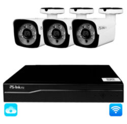 Комплект видеонаблюдения WIFI 5Мп  KIT-W503TB беспроводной, 3 камеры для улицы, ночное видение, удаленный доступ