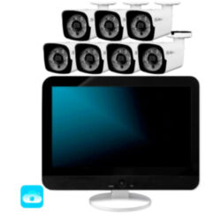 Комплект видеонаблюдения WIFI с монитором 3Мп  KIT-W307TB-M беспроводной, 7 камер для улицы, удаленный доступ
