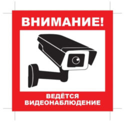 Уличная табличка "Внимание ведется видеонаблюдение" с камерой 200x200 мм
