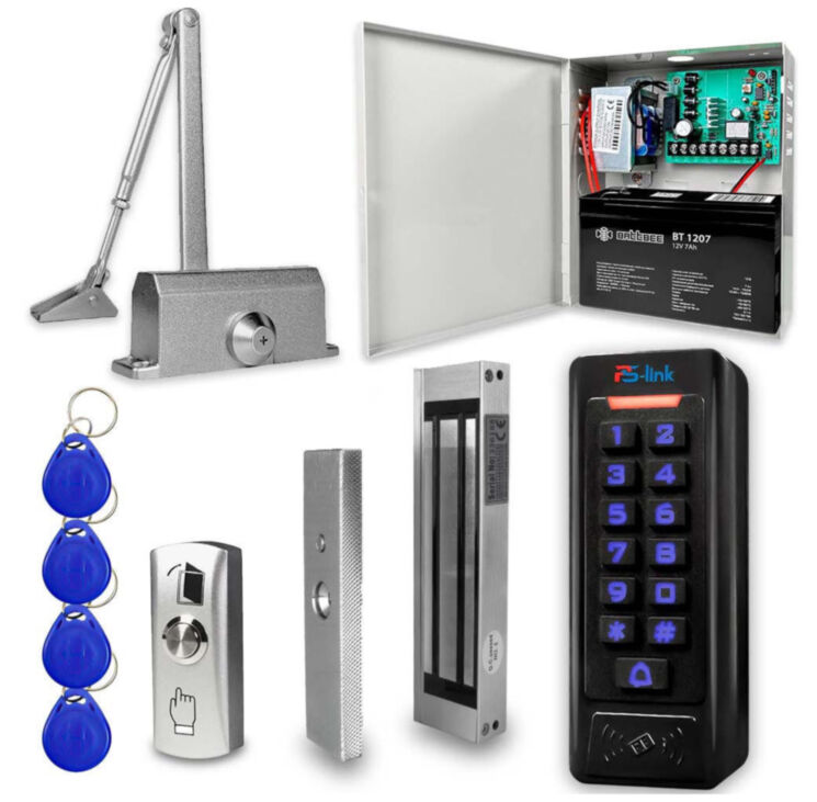 Система СКУД KIT-C1EM-180UPS с доводчиком 40, блоком резервного питания, 7Ач, кнопочная панель