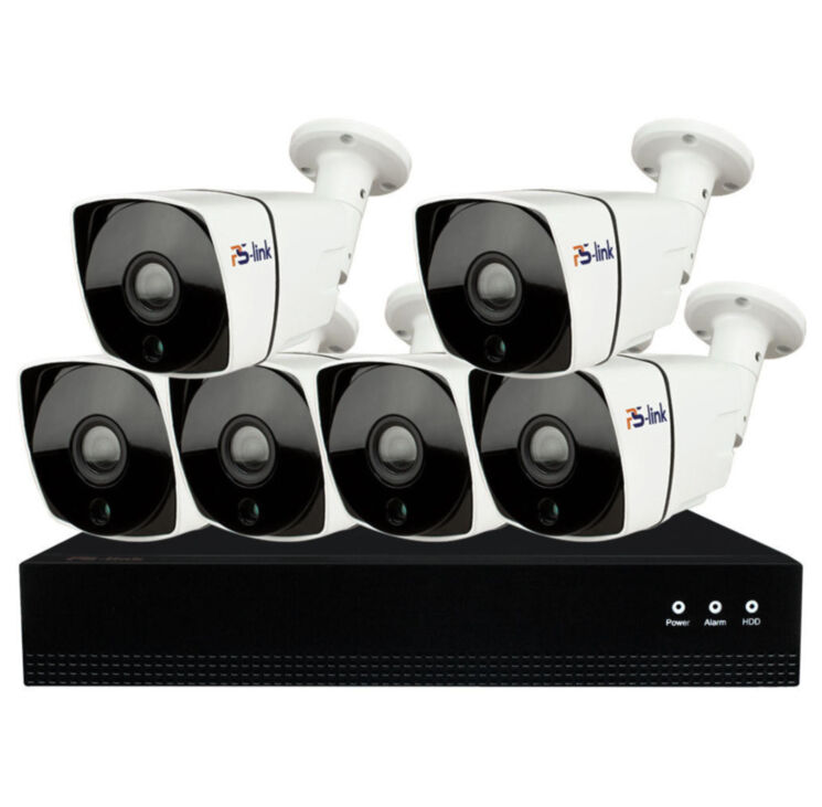 Комплект видеонаблюдения IP 2Мп KIT-С206IP-POE 6 камер с ночной съемкой для улицы, с датчиком движения, питание PoE