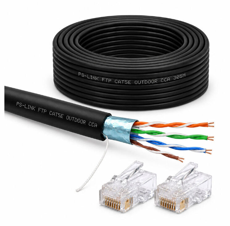 Кабель витая пара FTP4 cat.5E CCA 20 метров FTP-CCA20-OUT уличный