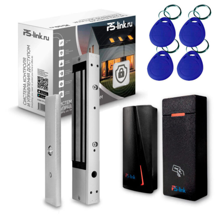 Система СКУД KIT-M010EM-WP-P-350LED на 1 дверь, электромагнитный замок 350 кг, 2 всепогодных считывателя RFID 125 кГц EM-Marine