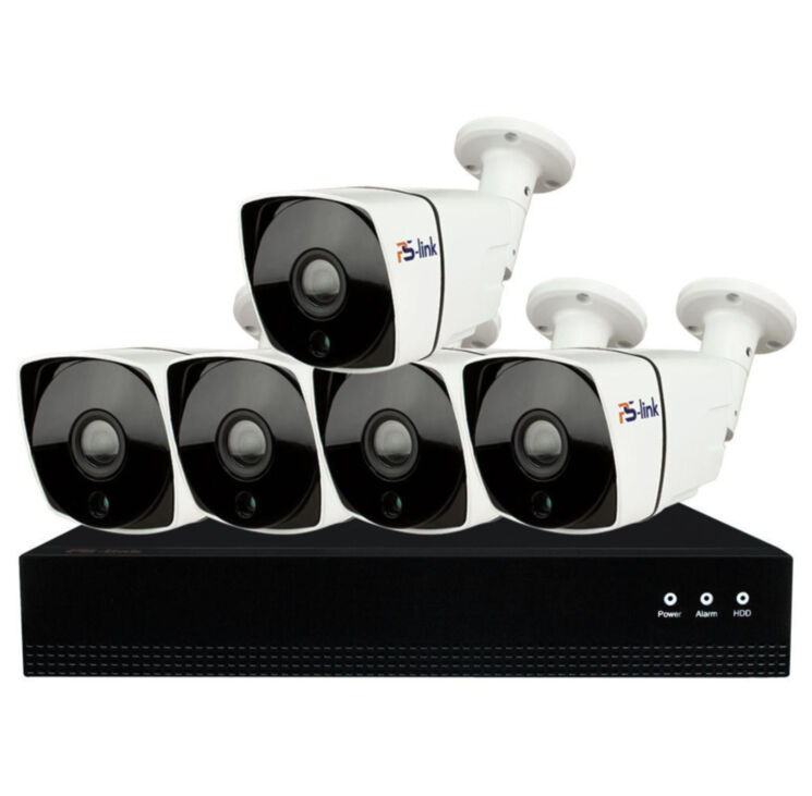 Комплект видеонаблюдения IP 5Мп KIT-C505IP-POE 5 камер с ночной съемкой для улицы, с датчиком движения, питание PoE