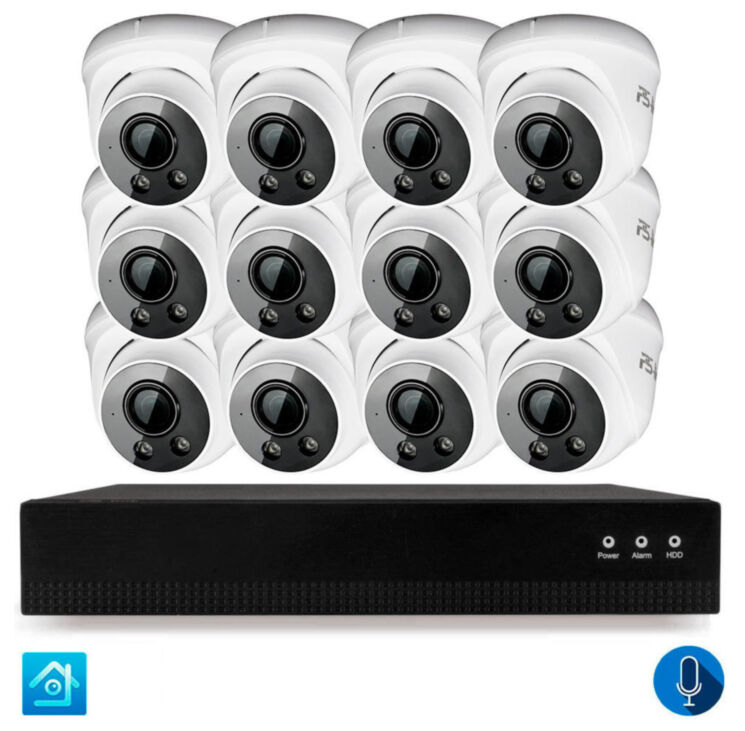 Комплект видеонаблюдения IP 5Мп KIT-A512IPM-POE 12 камер с микрофоном для помещения, питание PoE, ночная съёмка