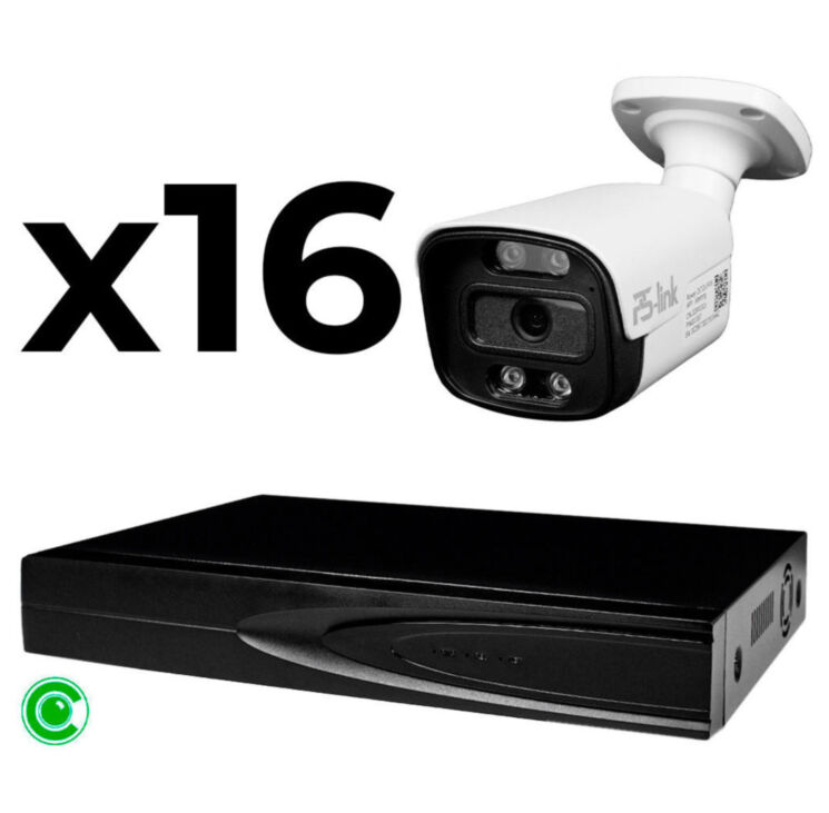 Комплект видеонаблюдения IP 5Мп KIT-C516IP-ST 16 камер для улицы, аналитика, детекция человека, детекция автомобиля, область вторжения