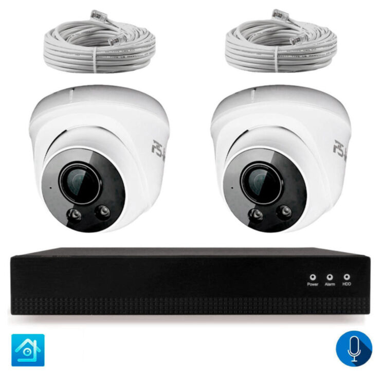Комплект видеонаблюдения IP 8Мп KIT-A802IPM-POE 2 камеры 8Мп с микрофоном для помещения, питание PoE, ночная съёмка