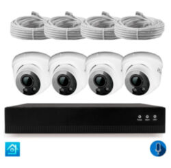 Комплект видеонаблюдения IP 8Мп  KIT-A804IPM-POE 4 камеры 8Мп с микрофоном для помещения, питание PoE, ночная съёмка