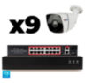 Комплект видеонаблюдения IP 2Мп KIT-C209IP-PL 9 камер для улицы, программный датчик движения, удаленный доступ, ночное видение, умный коммутатор