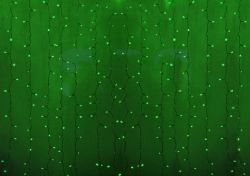 Гирлянда "Светодиодный Дождь" 2х1,5м, эффект мерцания, черный провод, Зеленые диоды