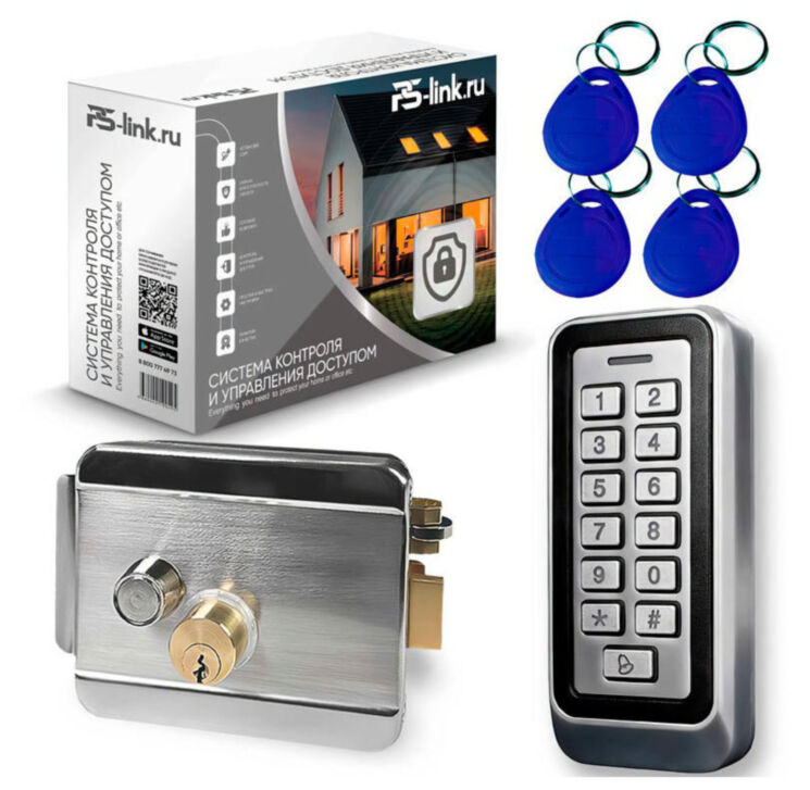Комплект СКУД на одну дверь Ps-Link KIT-208C-SSM / кодовая панель / RFID
