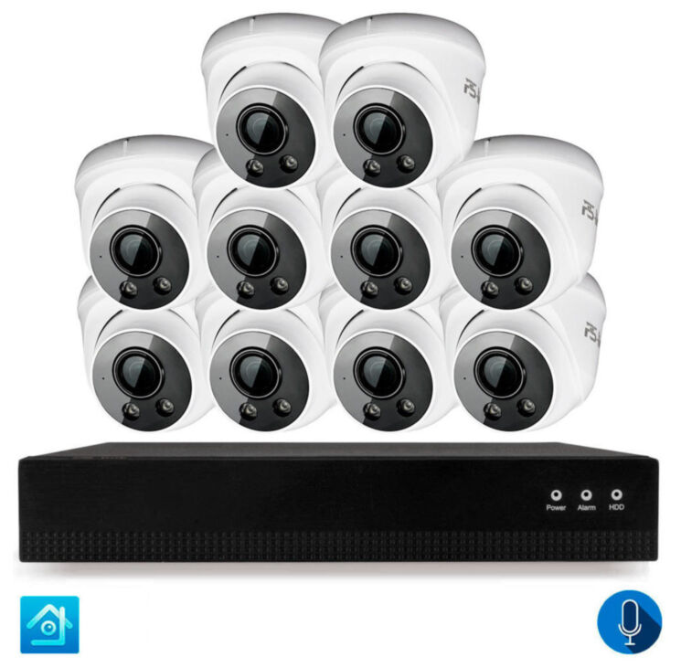Комплект видеонаблюдения IP 8Мп KIT-A810IPM-POE 10 камер с микрофоном для помещения, питание PoE, ночная съёмка