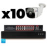 Комплект видеонаблюдения IP 2Мп KIT-C210IP-PL 10 камер для улицы, программный датчик движения, удаленный доступ, ночное видение, умный коммутатор