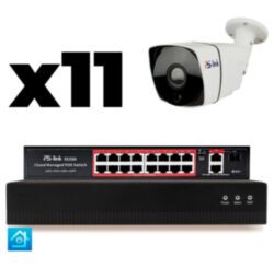 Комплект видеонаблюдения IP 2Мп  KIT-C211IP-PL 11 камер для улицы, программный датчик движения, удаленный доступ, ночное видение, умный коммутатор