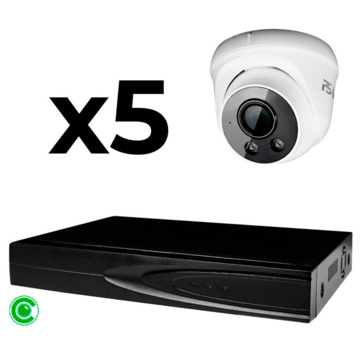 Комплект видеонаблюдения IP 5Мп KIT-A505IP-ST 5 камер для помещения, аналитика, детекция человека, область вторжения