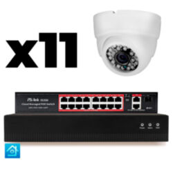 Комплект видеонаблюдения IP 2Мп  KIT-A211IP-PL 11 камер, программный датчик движения, удаленный доступ, ночное видение, умный коммутатор