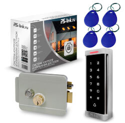 Система СКУД  KIT-T6MF-G на 1 дверь, металлическая сенсорная панель, 2000 Mifare ключей, замок серый, тип закрытый