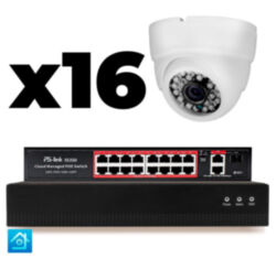 Комплект видеонаблюдения IP 2Мп  KIT-A216IP-PL 16 камер, программный датчик движения, удаленный доступ, ночное видение, умный коммутатор