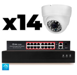 Комплект видеонаблюдения IP 8Мп  KIT-A814IP-PL 14 камер для помещения, программный датчик движения, удаленный доступ, ночное видение