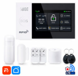 Охранная сигнализация WIFI/GSM  PS-WG107-4GEU 4G LTE с сенсорным экраном 4.3", RFID ключами, 4 проводные зоны